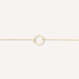 Pulseira minimalista e delicada feita a mão em ouro 18k com circulo