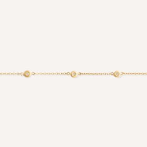 pulseira trois em ouro amarelo 18k com 3 diamantes de 1 ponto