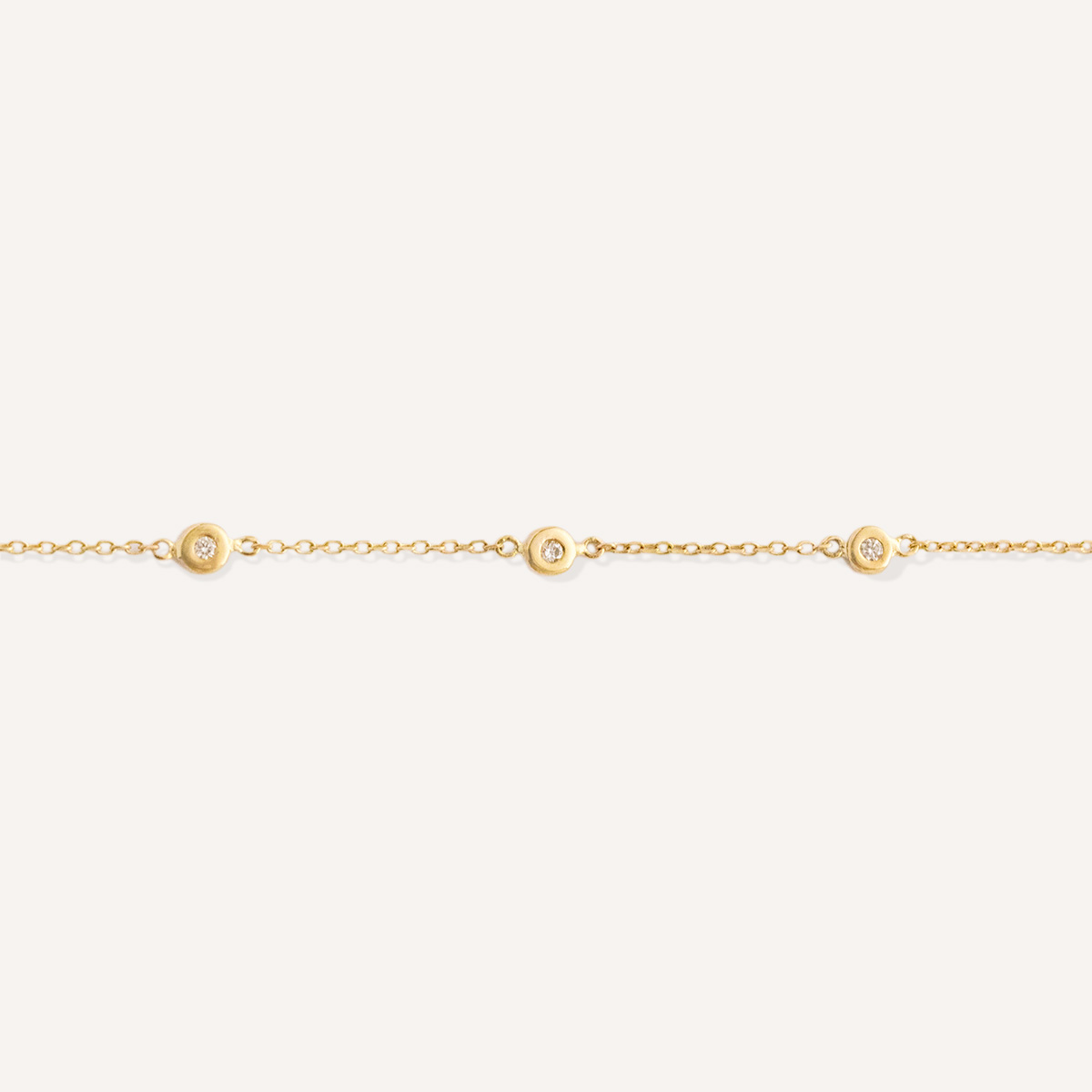 pulseira trois em ouro amarelo 18k com 3 diamantes de 1 ponto
