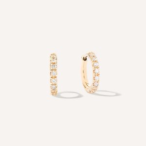brincos pequenos de argola com diamantes em ouro 18k