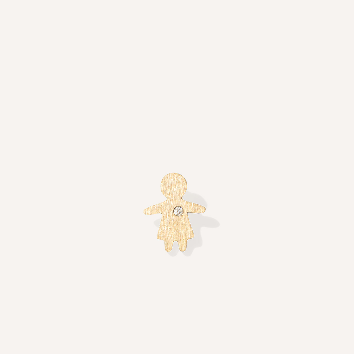 pingente minimalista representando filha feito a mão em ouro 18k com diamante