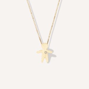 colar minimalista representando filho feito a mão em ouro 18k com diamante