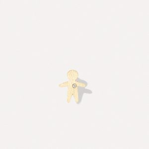 Pingente minimalista representando filho feito a mão em ouro 18k com diamante