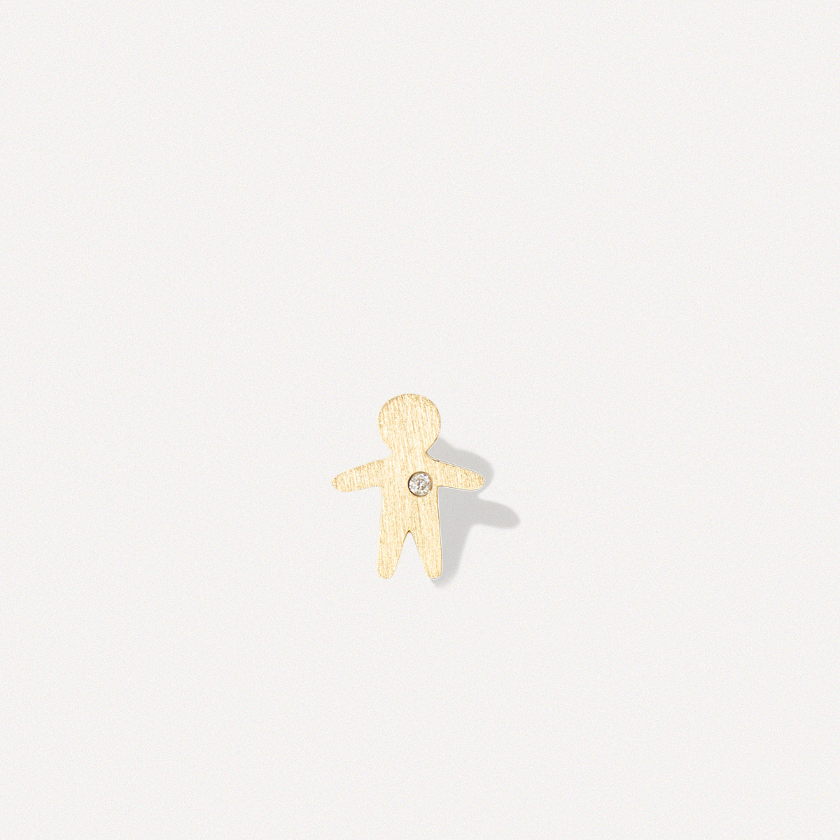 Pingente minimalista representando filho feito a mão em ouro 18k com diamante