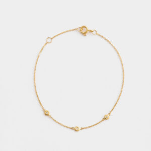 Pulseira em ouro 18k feita a mão com três diamantes