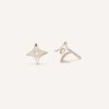 brinco em formato de estrela feito a mão em ouro 18k com diamante no centro
