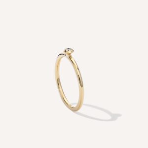 anel solitário minimalista feito à mão em ouro 18k com diamante para noivado