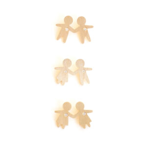 Pingentes bambinos duplos em ouro 18k com diamantes, representando filhos