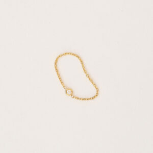 Anel de Corrente com Diamante em Ouro Amarelo Joias Liê