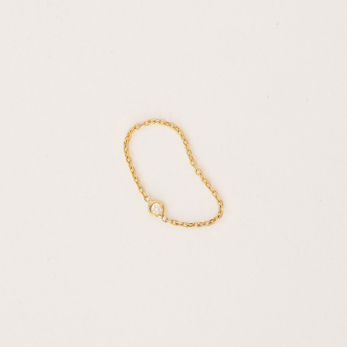 Anel de Corrente com Diamante em Ouro Amarelo Joias Liê