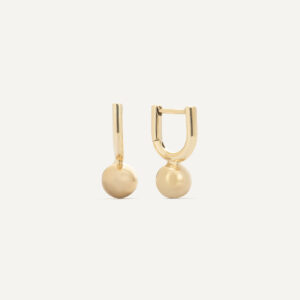 brinco de argola minimalista feito a mão em ouro 18k com esfera