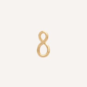 pingente infinito em ouro amarelo sobre fundo branco