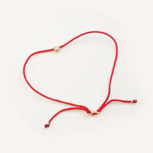 Pulseira de fio vermelho com safira em ouro 18k ajustável, símbolo de proteção e sorte