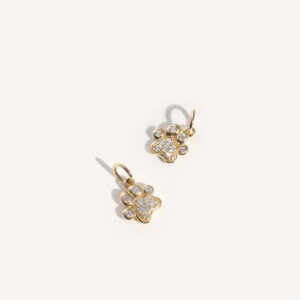 pingente de ouro 18k patinha de cachorro com brilhantes minimalista