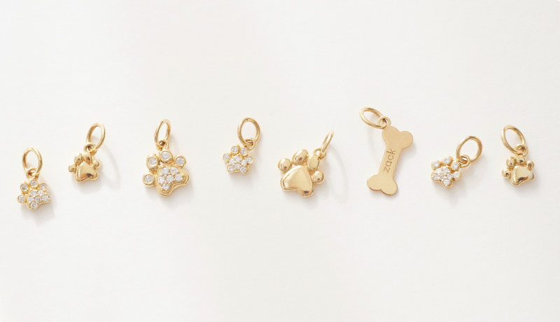pingentes de patinha de cachorro ouro 18k minimalista