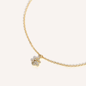 pulseira em ouro 18k com patinha com diamantes