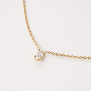 Colar Solitário Diamante Oval Ouro 18k Detalhe