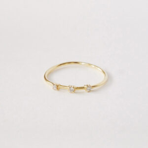 Anel Trio em ouro amarelo 18k com três diamantes